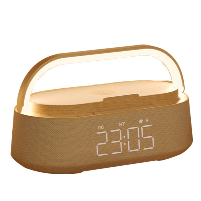 AUNEK Bluetooth Speaker with Digital Alarm Clock & Wireless Charger