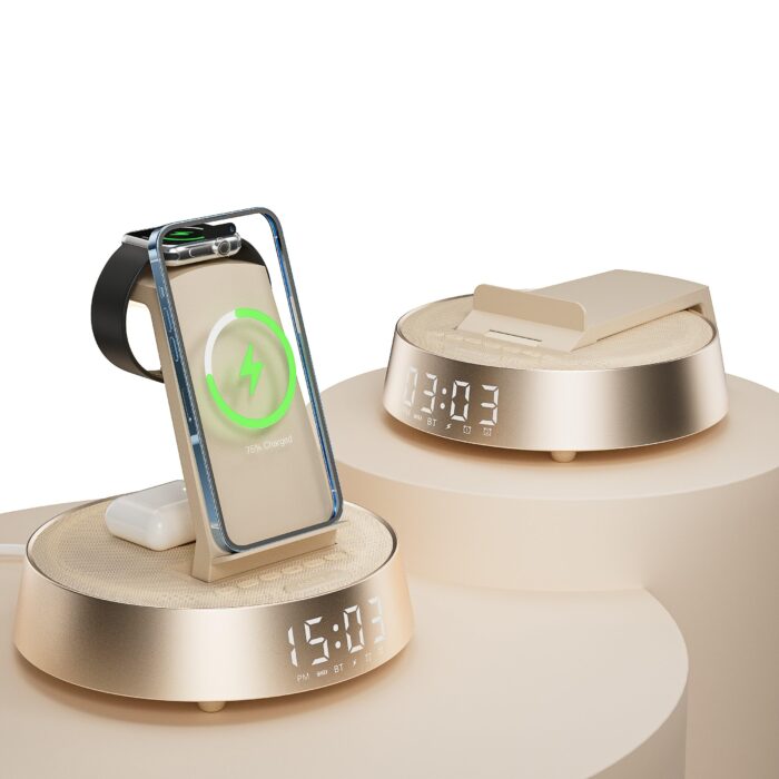 AUNEK Alarm Clock with Wireless Charging Station